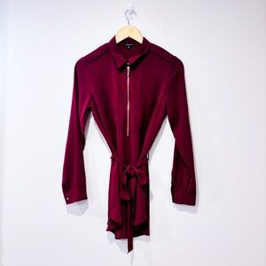 Dynamite Burgundy Shirt Mini Dress / Tunic Small Long Sleeve Fall‎ | Small *